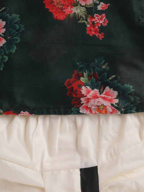 Vastramay SISHU Boys Multicolor-Base-Green Cotton Blend Kurta and Dhoti Set